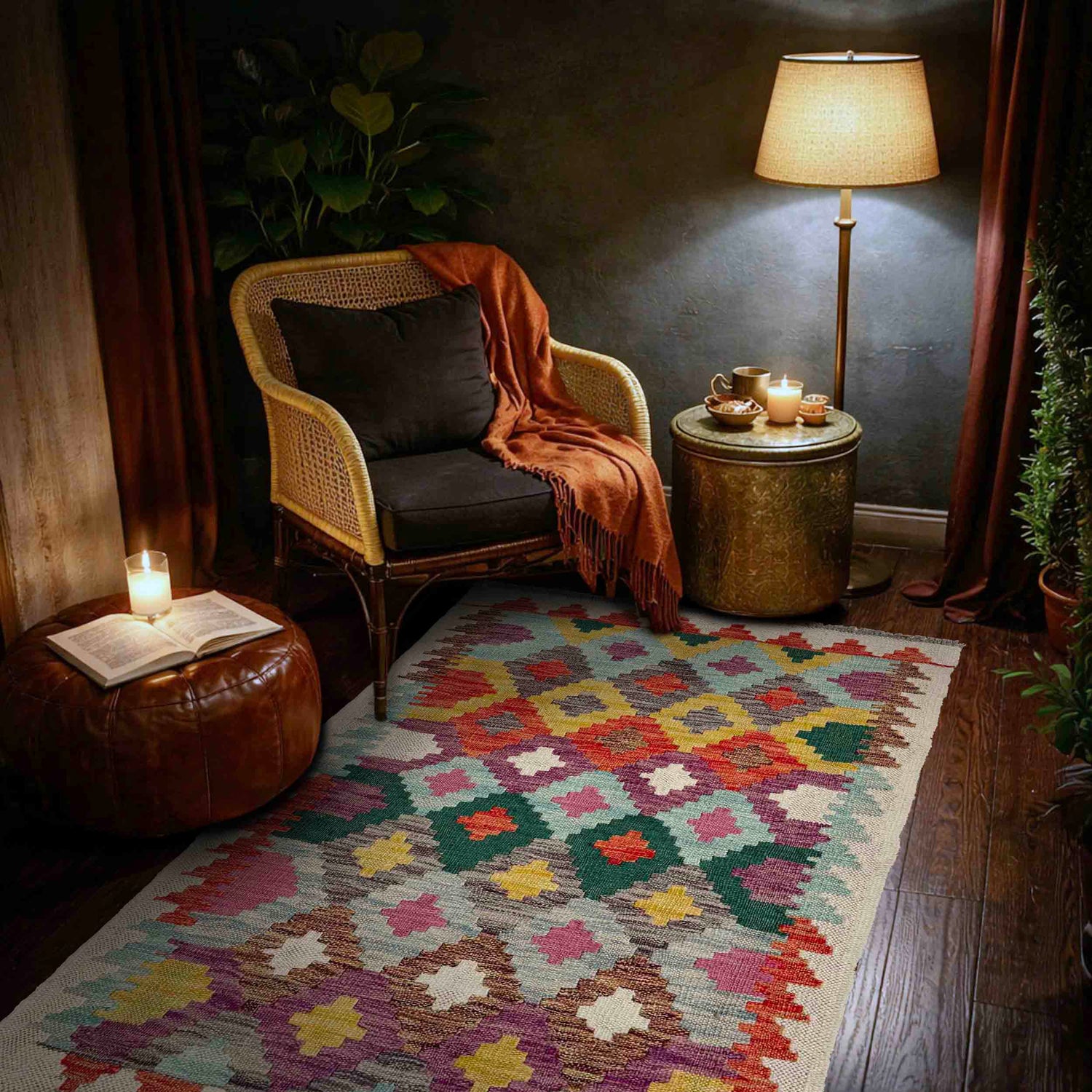 Handmade Vegetable Kilim 2' 5" x 3' 10" ft / 74 x 117 cm - No. R38616