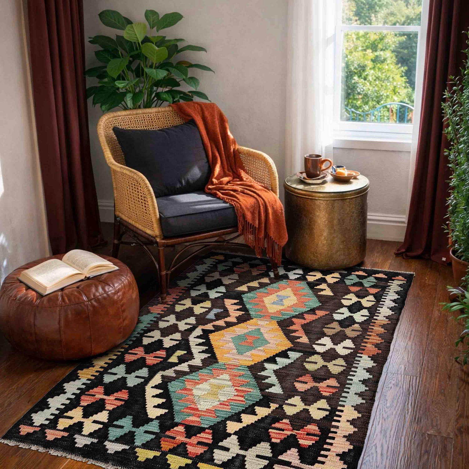 Handmade Vegetable Kelim 2' 8" x 4' 2" ft / 82 x 128 cm - No. R38617