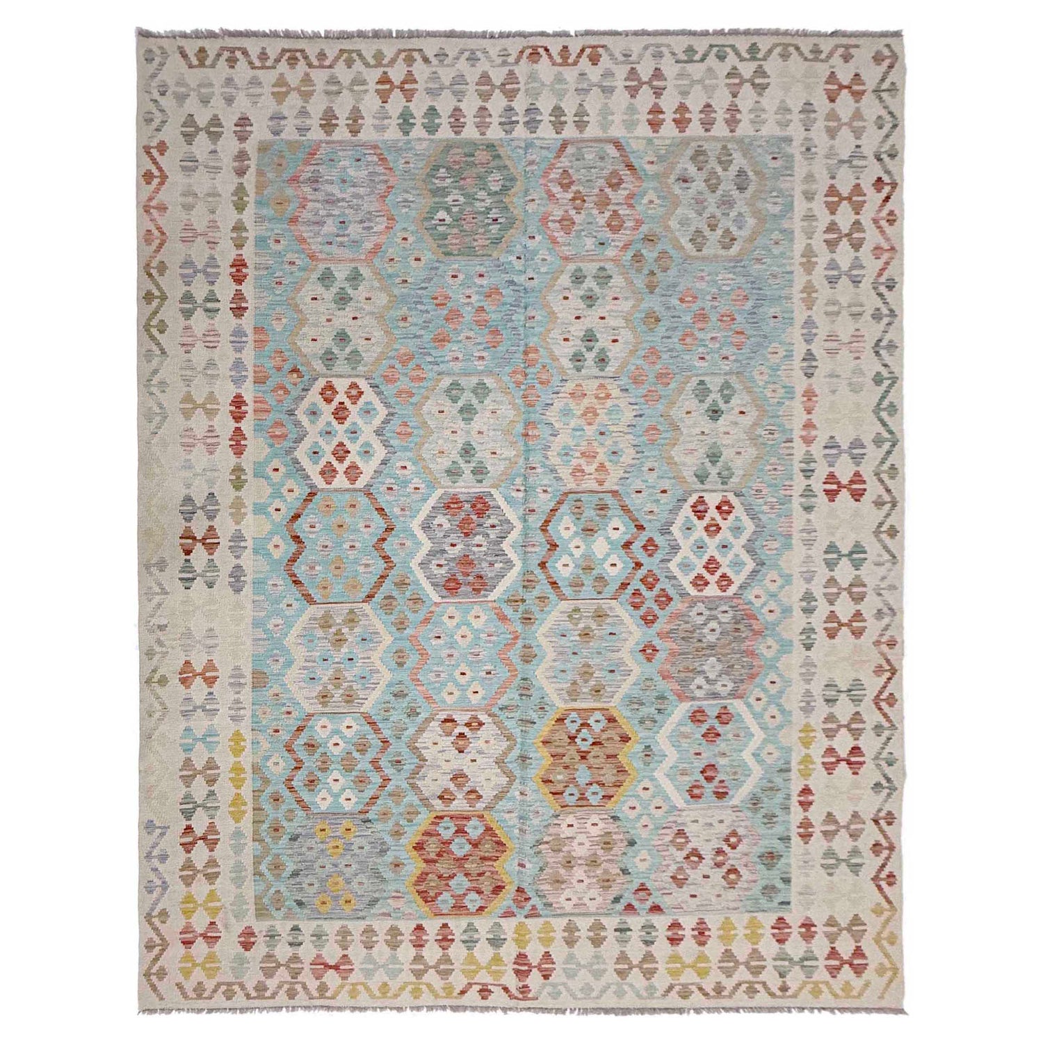 Hand Knotted Afghan Style Kilim 6' 8" x 9' 8" ft / 204 x 294 cm - No. R38619