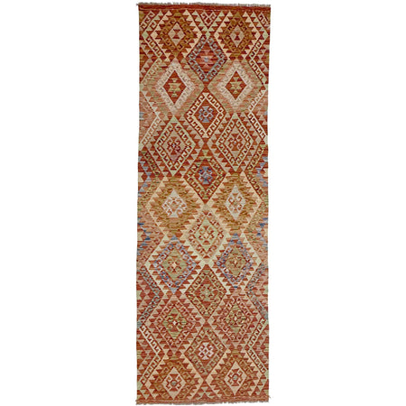 Hand Knotted Flatweave Kilim Runner 3' 1" x 10' 0" ft / 93 x 305 cm - No. R38620
