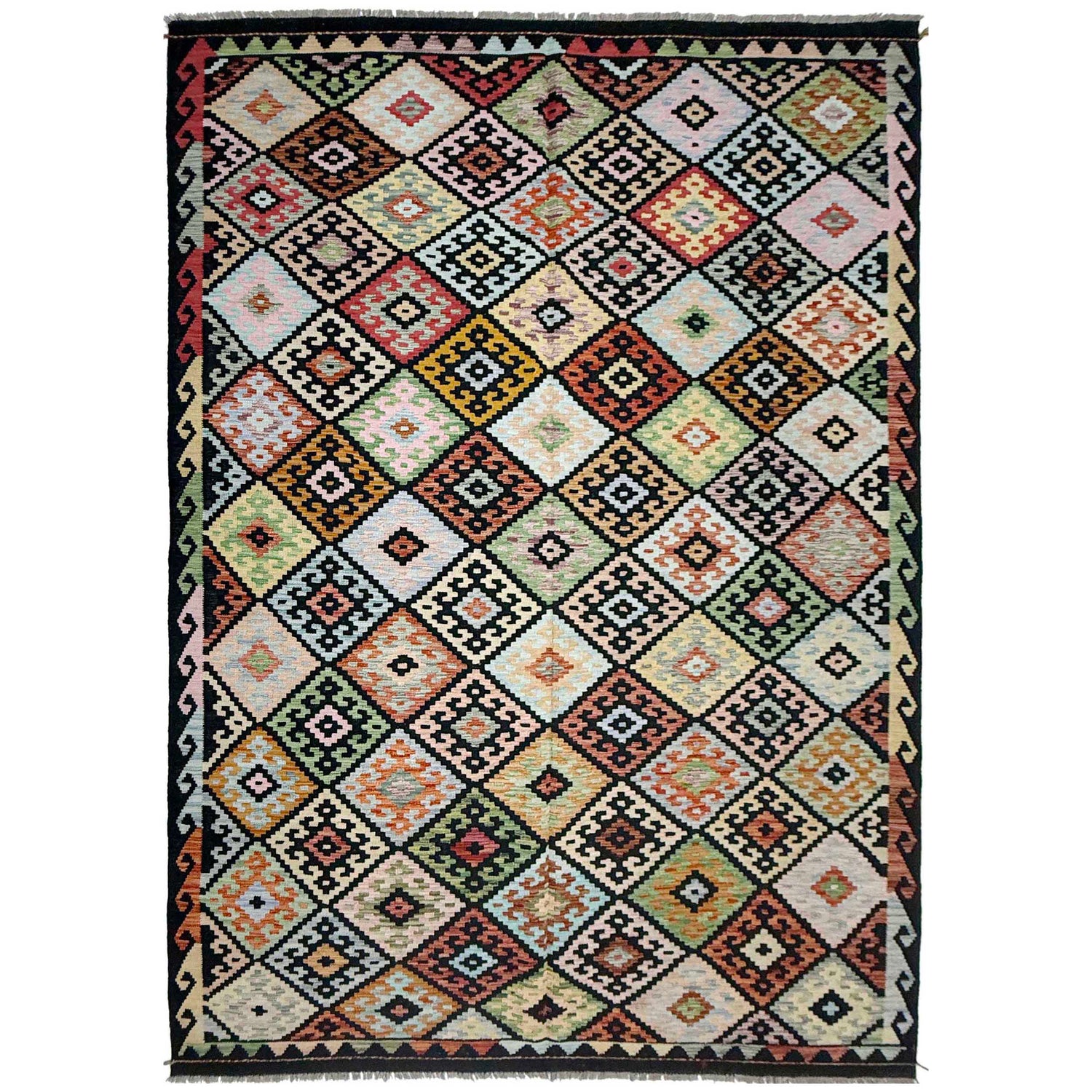 Hand Knotted Flatweave Kilim 6' 6" x 10' 0" ft / 198 x 305 cm - No. R38624