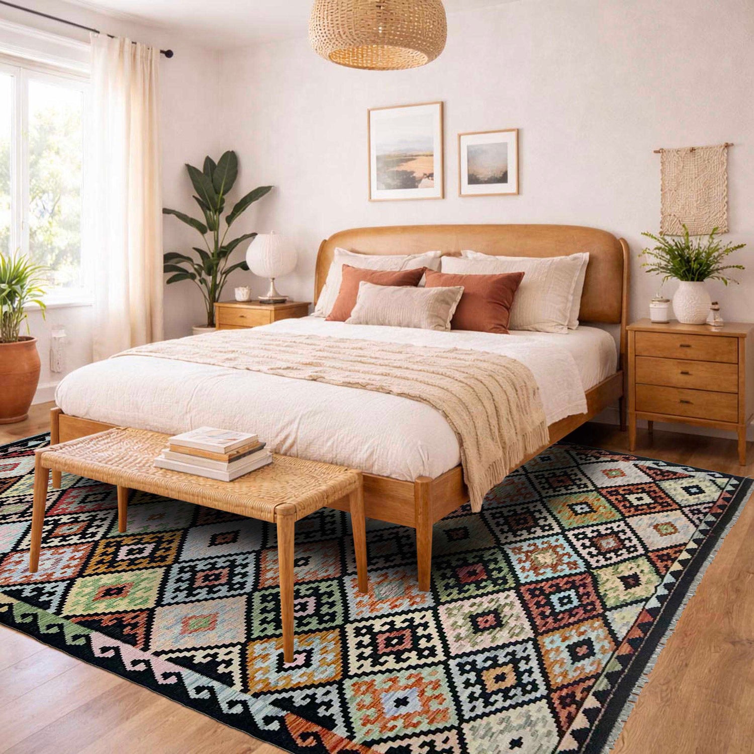 Hand Knotted Flatweave Kilim 6' 6" x 10' 0" ft / 198 x 305 cm - No. R38624