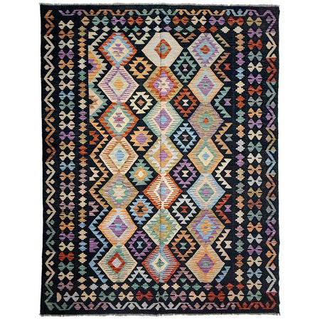 Hand Made Afghan Kilim 6' 7" x 9' 7" ft / 200 x 293 cm - No. R38627