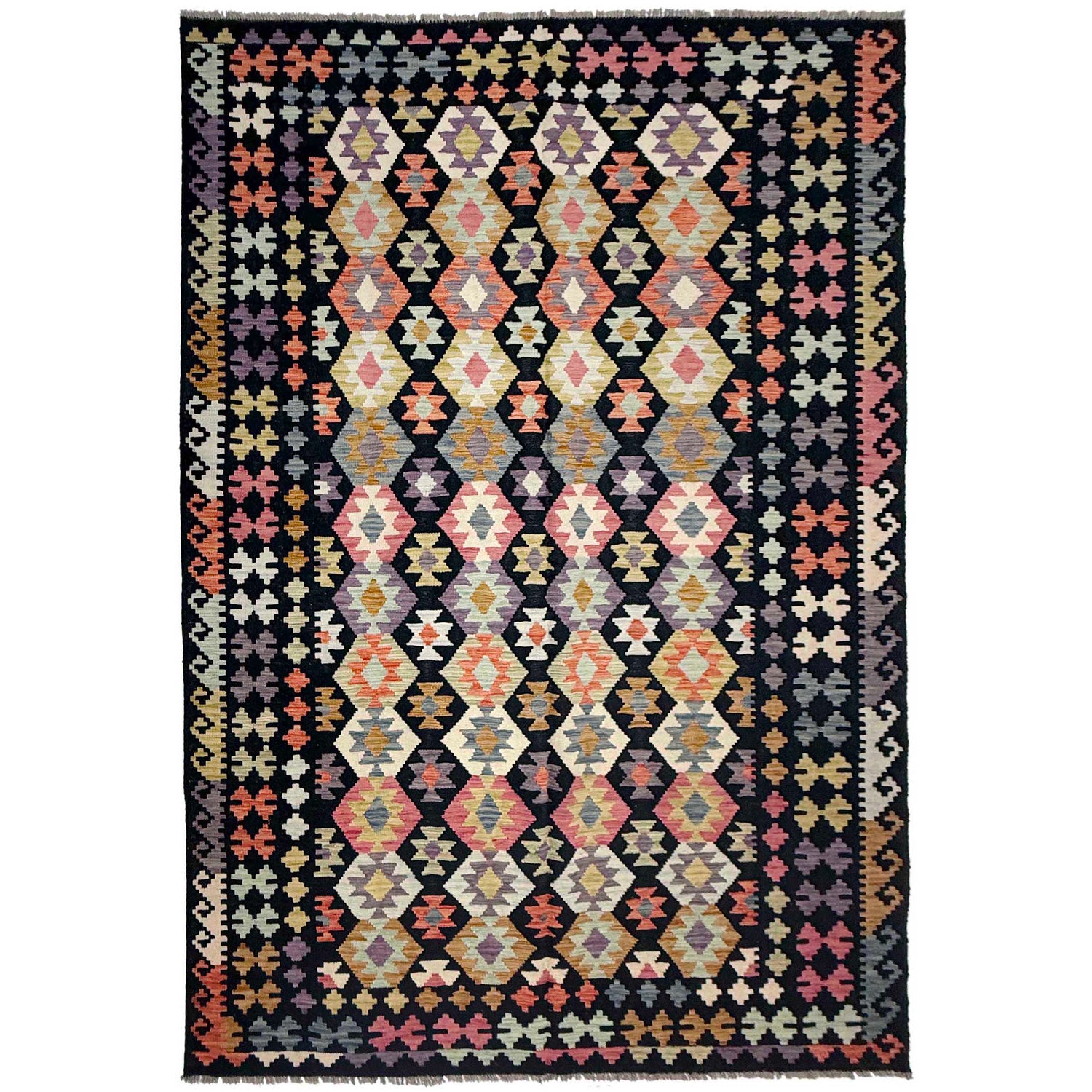Handmade Vegetable Kilim 6' 6" x 9' 9" ft / 199 x 297 cm - No. R38631