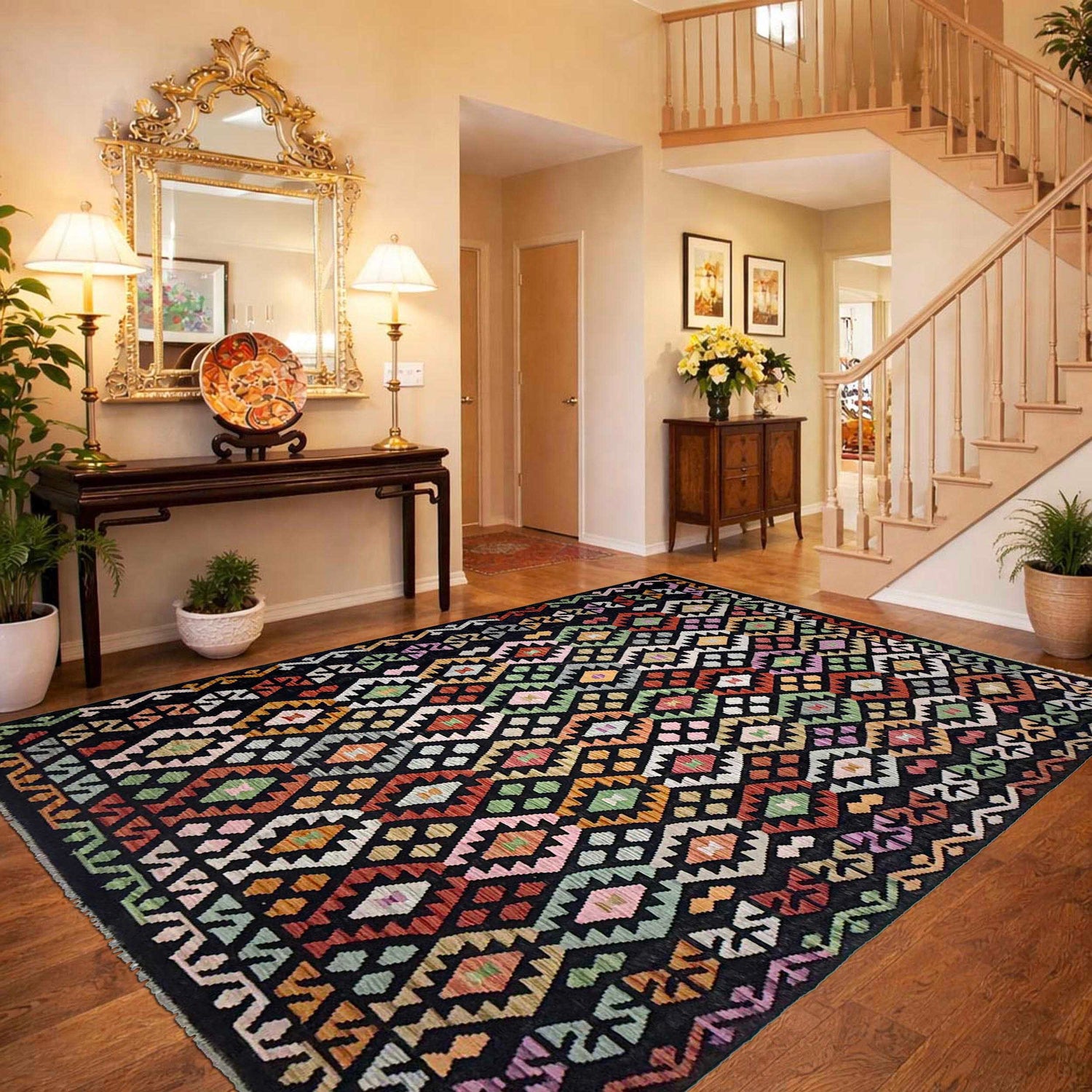 Hand Woven Wool Kelim 6' 6" x 9' 7" ft / 198 x 292 cm - No. R38636