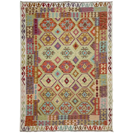 Handmade Turkish Design Wool Kilim 6' 8" x 9' 7" ft / 203 x 291 cm - No. R38640