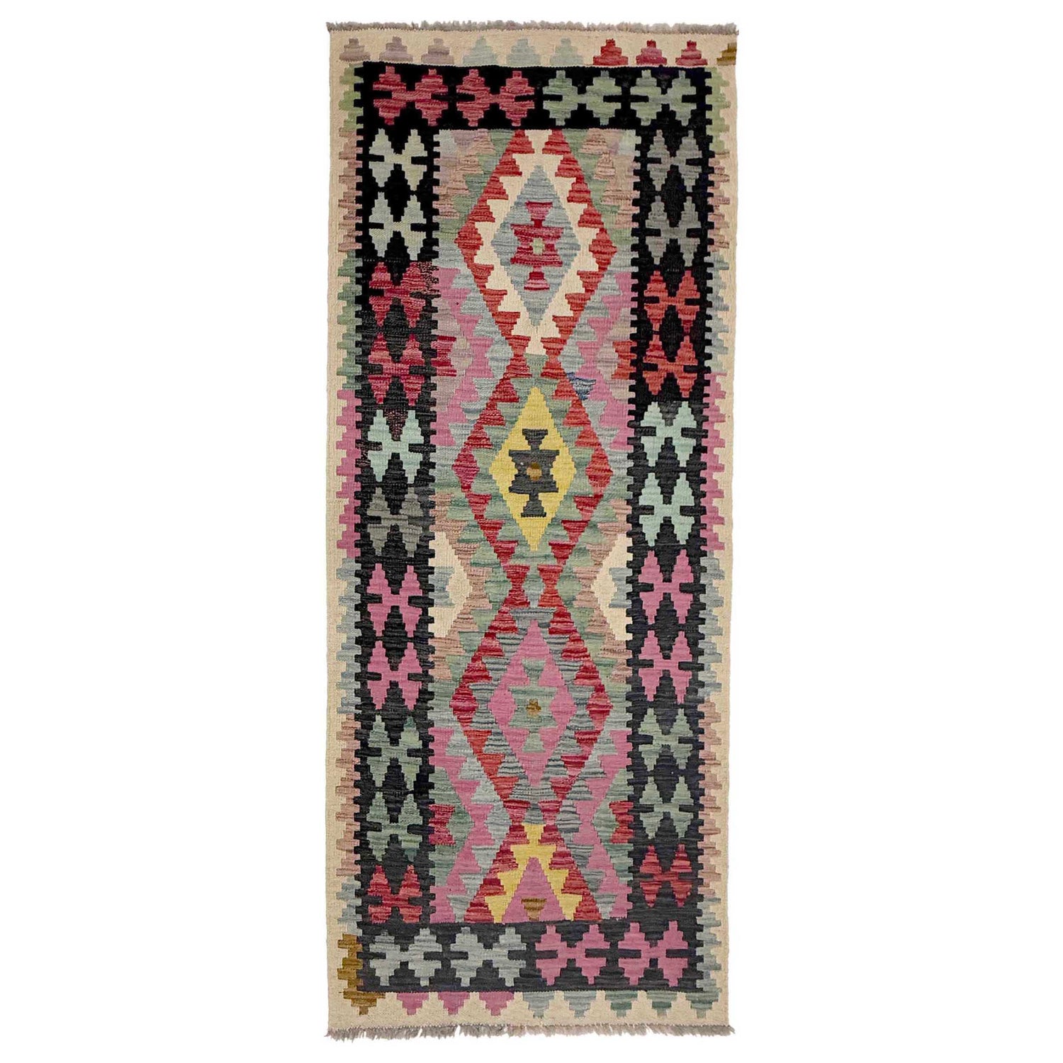 Short Kilim Runner 2' 7" x 6' 7" ft / 78 x 200 cm - No. R38644