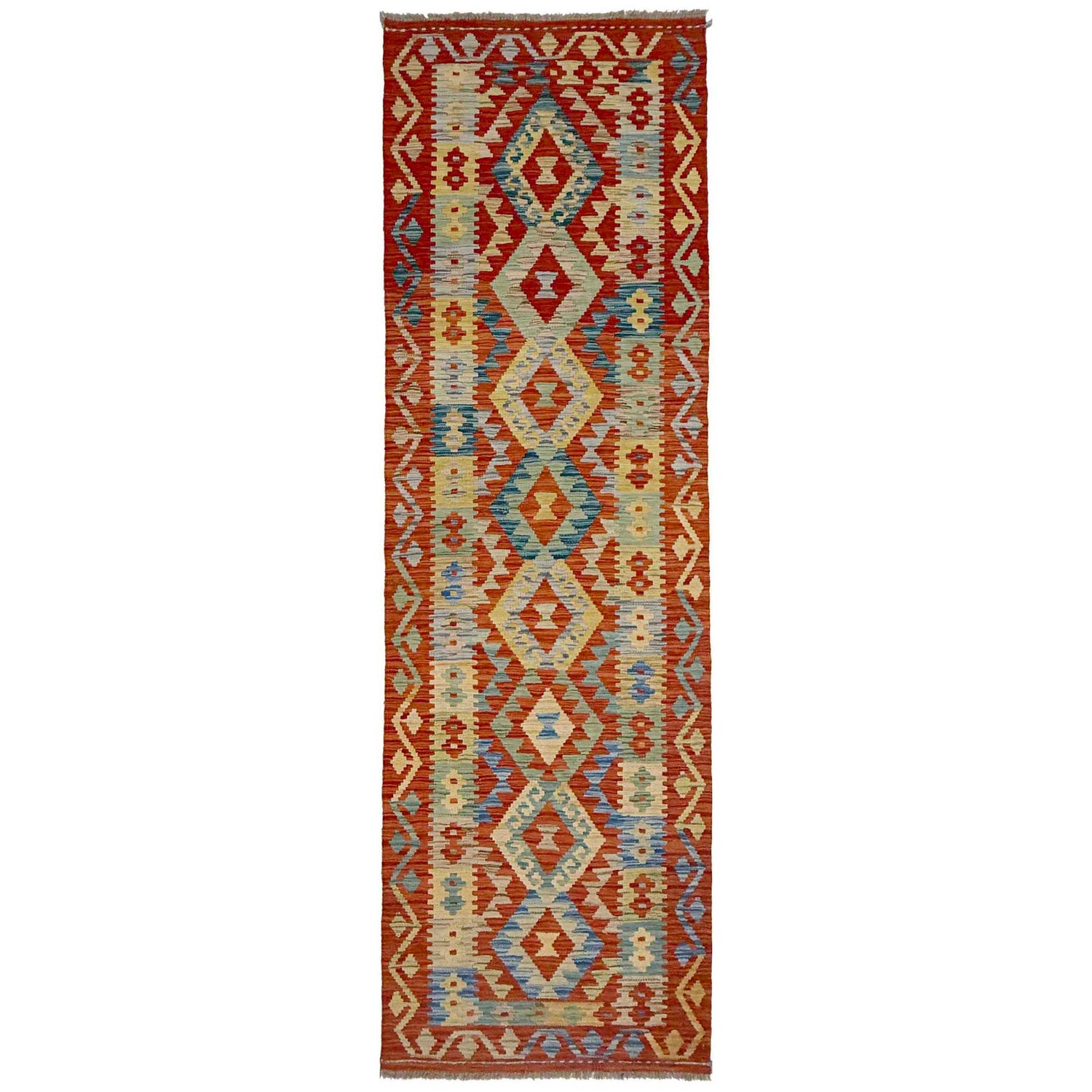 Handmade Afghan Vegetable Kilim Runner 2' 7" x 9' 10" ft / 80 x 300 cm - No. R38646