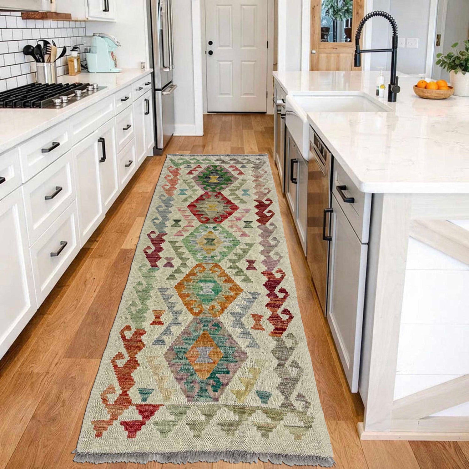 Handmade Vegetable Kilim Runner 2' 0" x 5' 7" ft / 61 x 170 cm - No. R38647