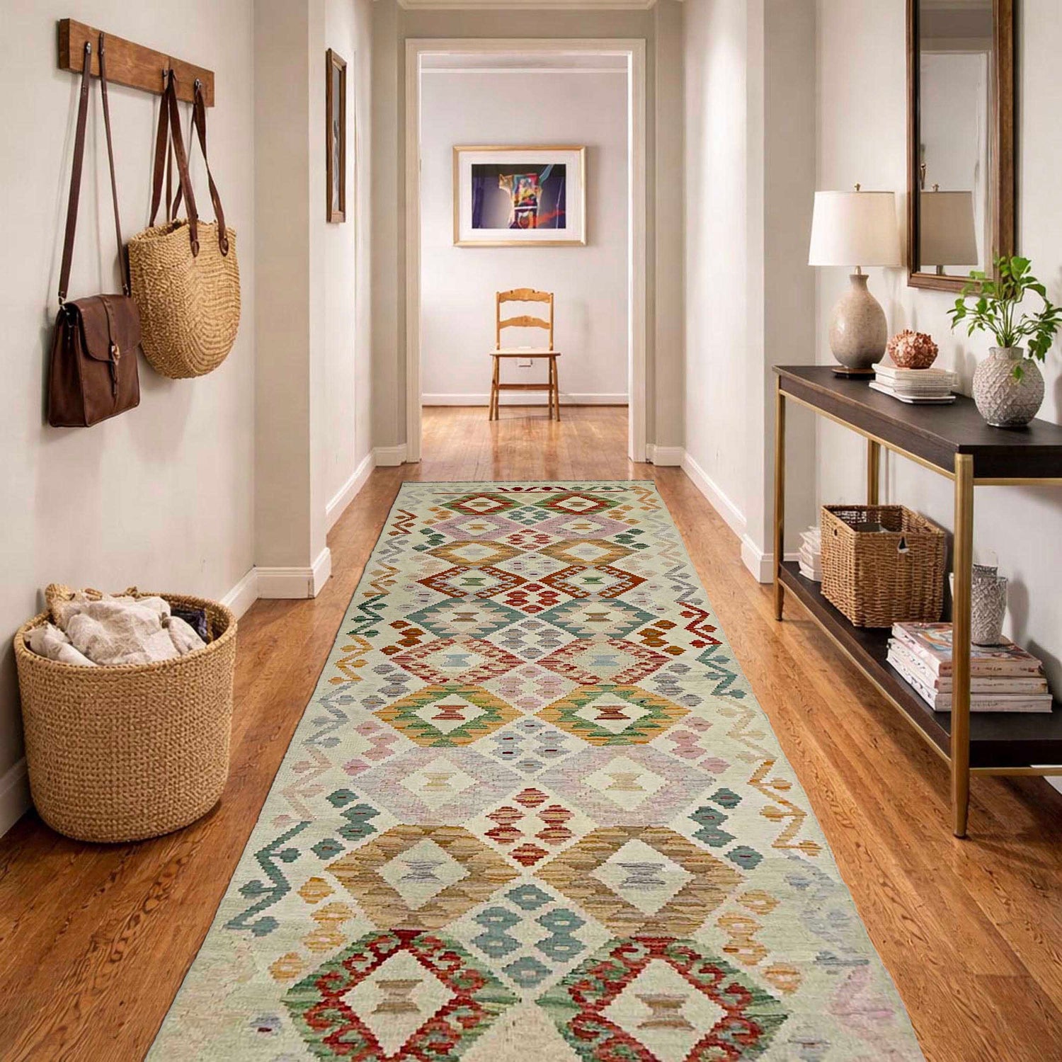 Hand Made Afghan Kilim Runner 2' 9" x 9' 7" ft / 85 x 293 cm - No. R38648