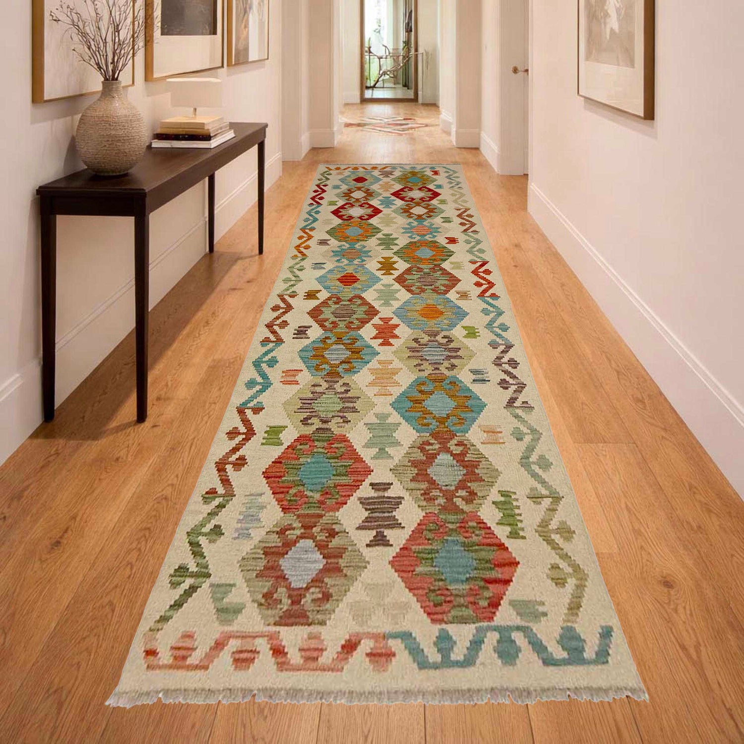 Long Kilim Runner 2' 7" x 9' 6" ft / 80 x 290 cm - No. R38654