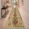 Multi Color ful Flat-Weave Wool Kilim Runner 2' 7" x 9' 9" ft / 78 x 297 cm - No. R38655