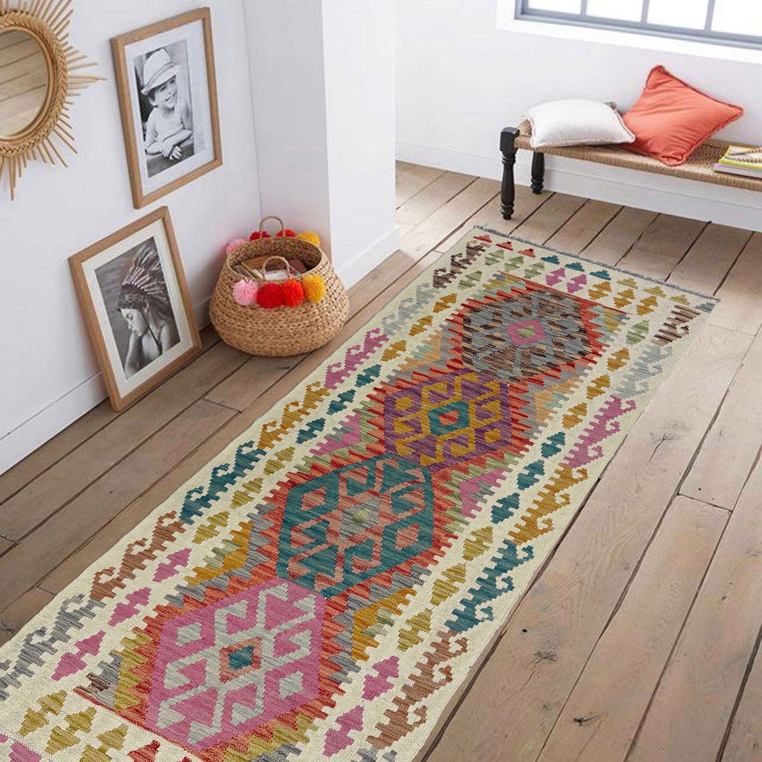 Handmade Vegetable Kilim Runner 2' 6" x 6' 9" ft / 77 x 207 cm - No. R38661