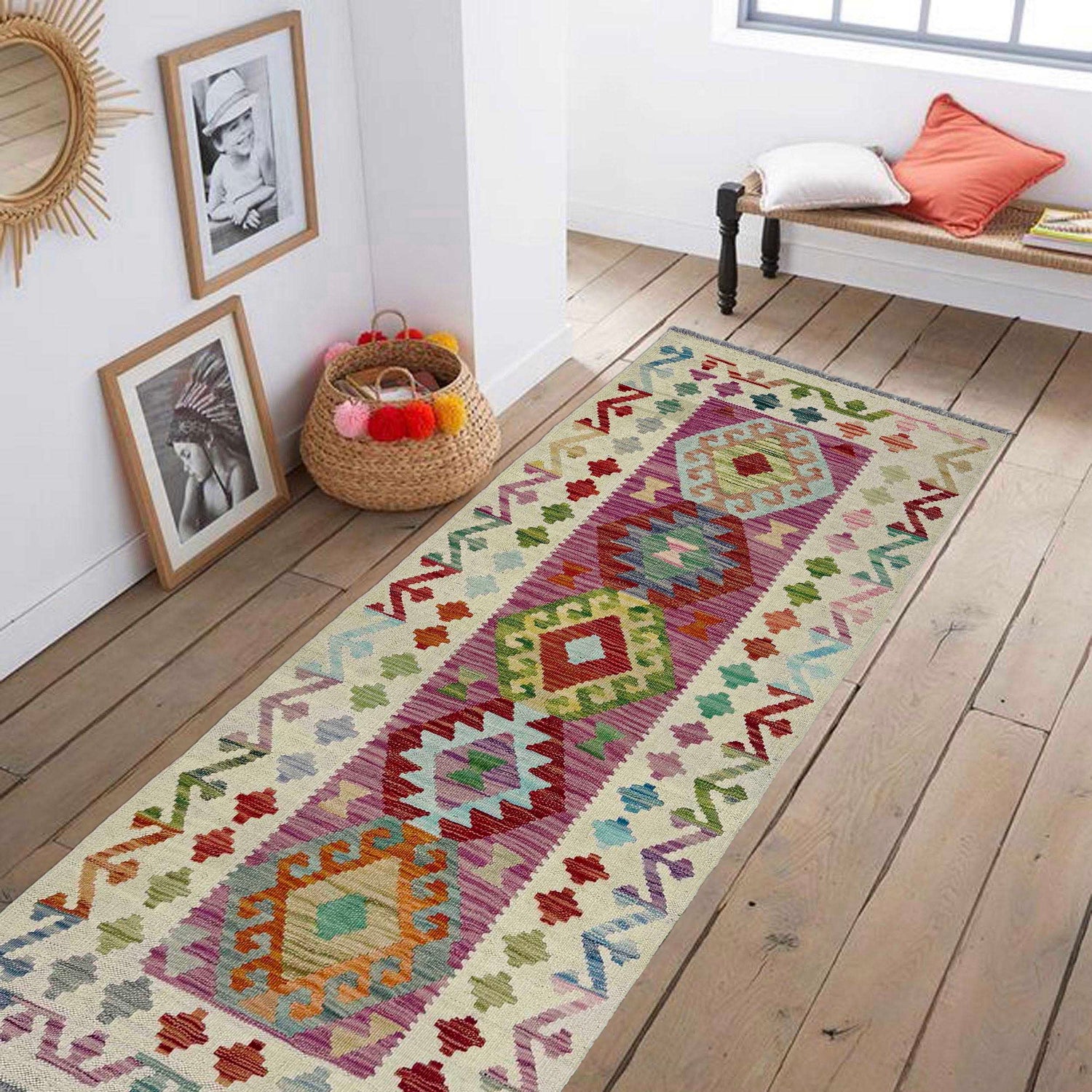 Short Chobi Kilim Runner 2' 5" x 5' 9" ft / 73 x 176 cm - No. R38665