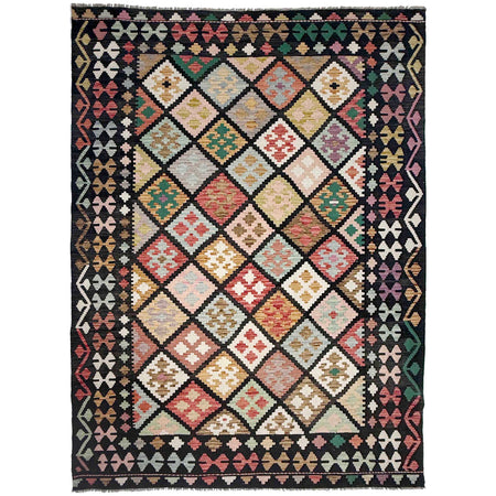 Hand Woven Wool Kelim 6' 7" x 9' 8" ft / 201 x 295 cm - No. R38666