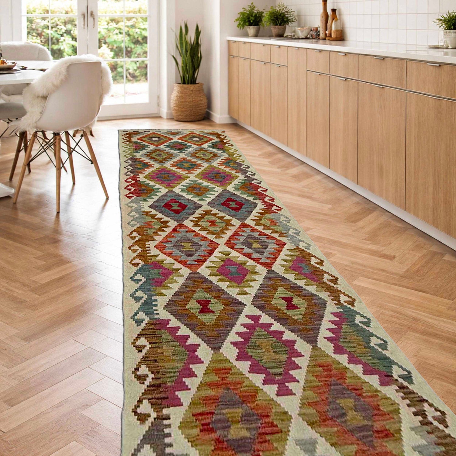 Handmade Vegetable Kelim Runner 2' 6" x 9' 10" ft / 75 x 300 cm - No. R38668