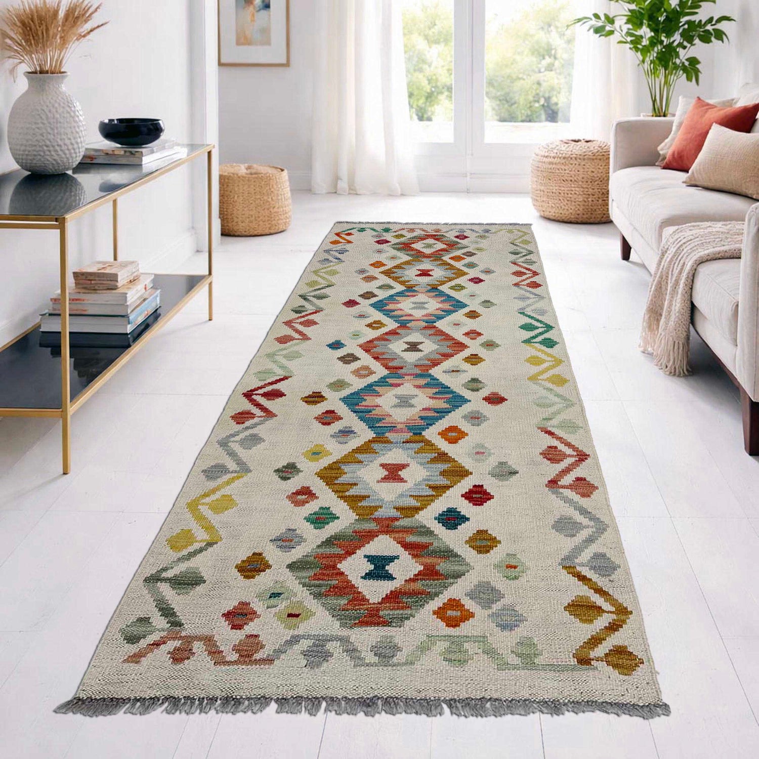 Hand Knotted Flatweave Kilim Runner 2' 2" x 5' 11" ft / 66 x 180 cm - No. R38669