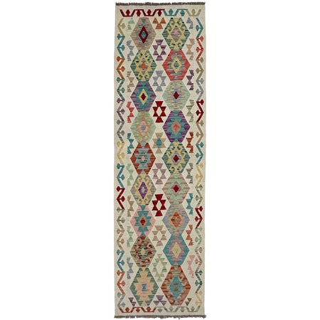 Hand Knotted Afghan Style Kilim Runner 2' 7" x 9' 6" ft / 80 x 290 cm - No. R38670