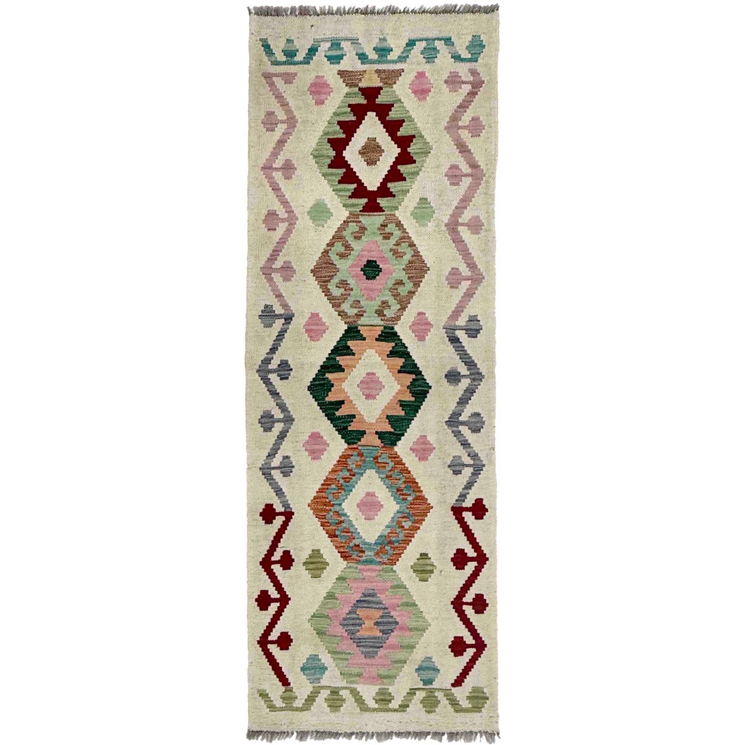 Handmade Afghan Vegetable Kilim Runner 1' 11" x 5' 6" ft / 58 x 167 cm - No. R38671