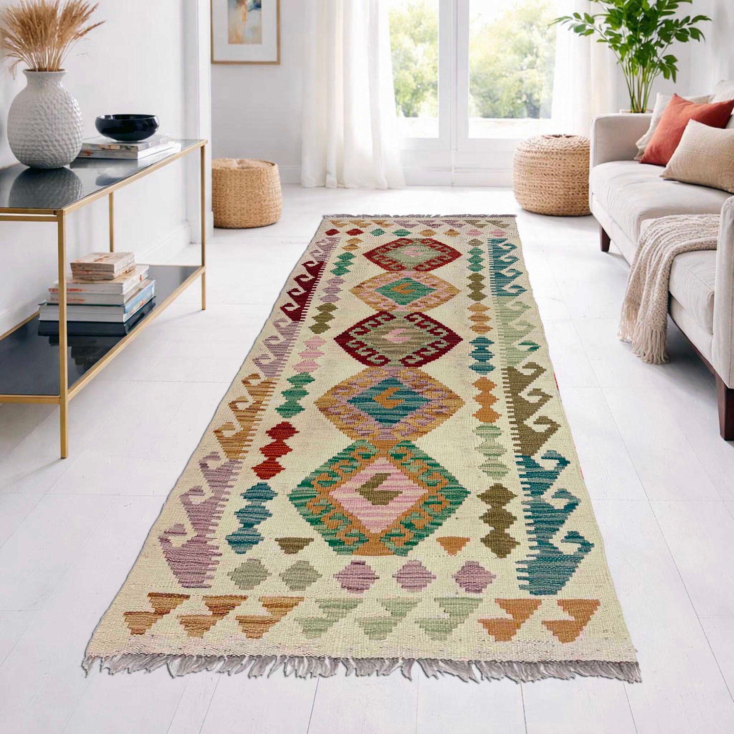 Handmade Vegetable Kelim Runner 2' 2" x 6' 4" ft / 65 x 193 cm - No. R38672