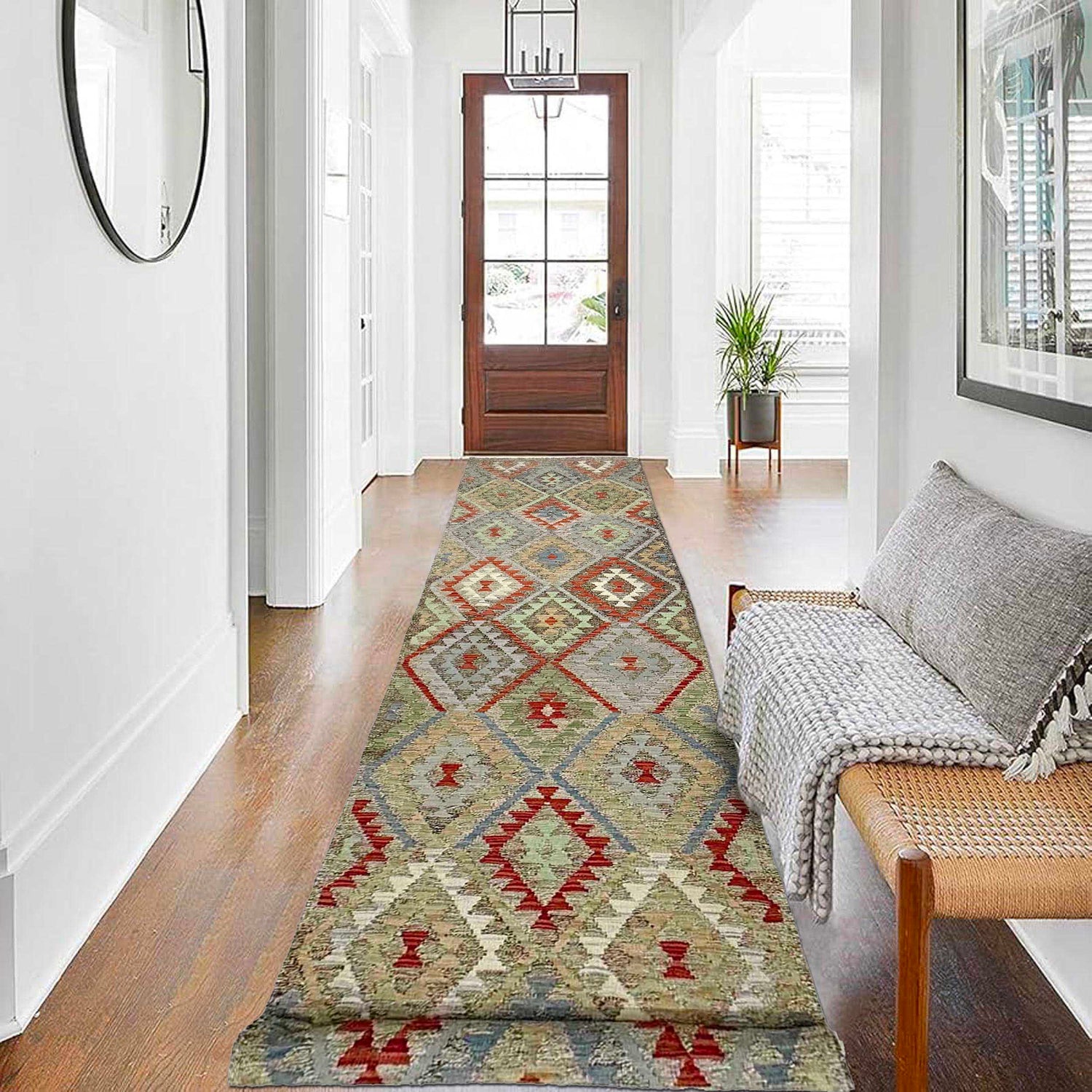 Handmade Vegetable Kilim Runner 2' 9" x 13' 1" ft / 85 x 400 cm - No. R38673