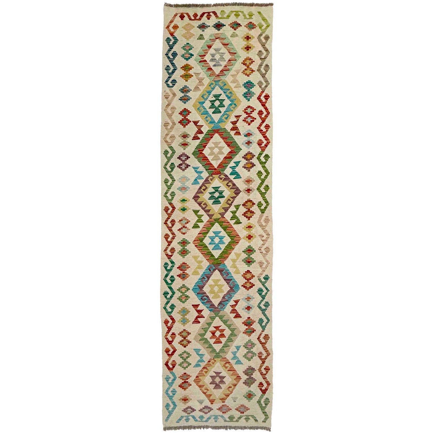 Handmade Turkish Design Wool Kilim Runner 2' 6" x 9' 3" ft / 75 x 281 cm - No. R38676