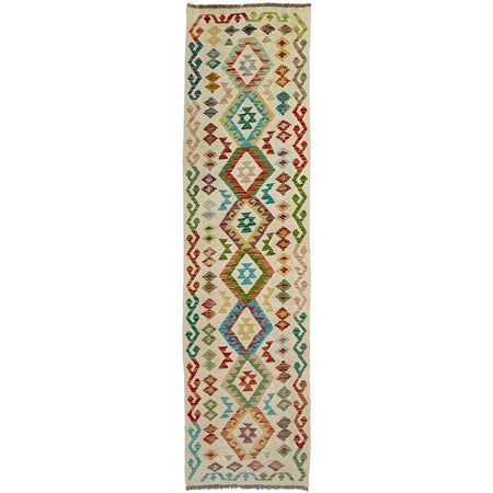 Handmade Turkish Design Wool Kilim Runner 2' 6" x 9' 3" ft / 75 x 281 cm - No. R38676