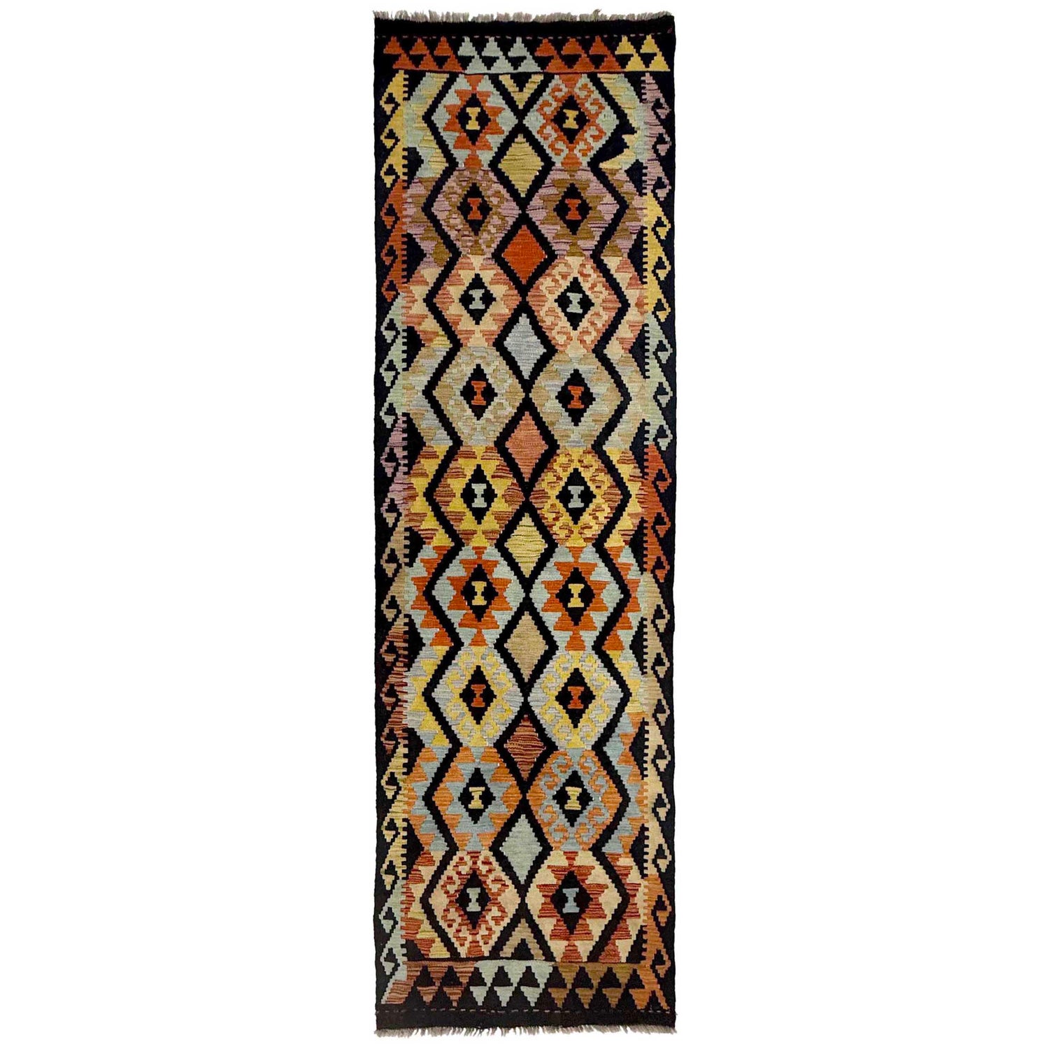 Hand Woven Wool Kelim Runner 2' 9" x 9' 7" ft / 83 x 291 cm - No. R38680