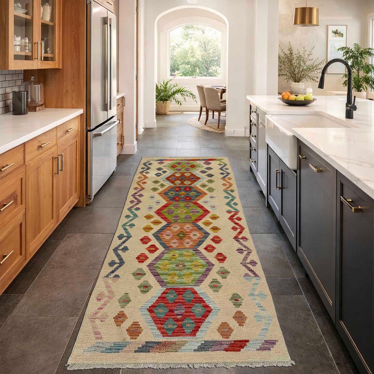 Hand Made Afghan Kilim Runner 2' 2" x 5' 9" ft / 67 x 175 cm - No. R38682