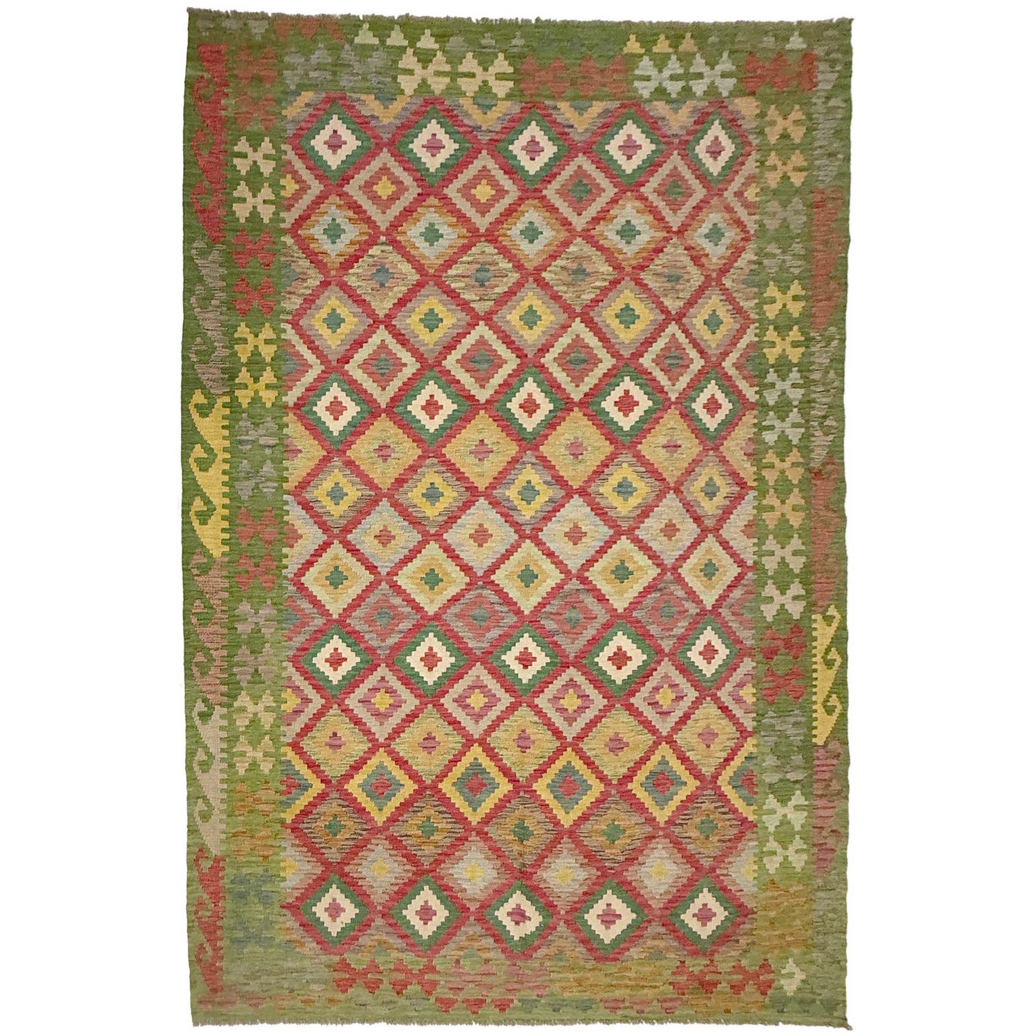 Hand Knotted Flatweave Kilim 6' 7" x 9' 9" ft / 201 x 296 cm - No. R38685