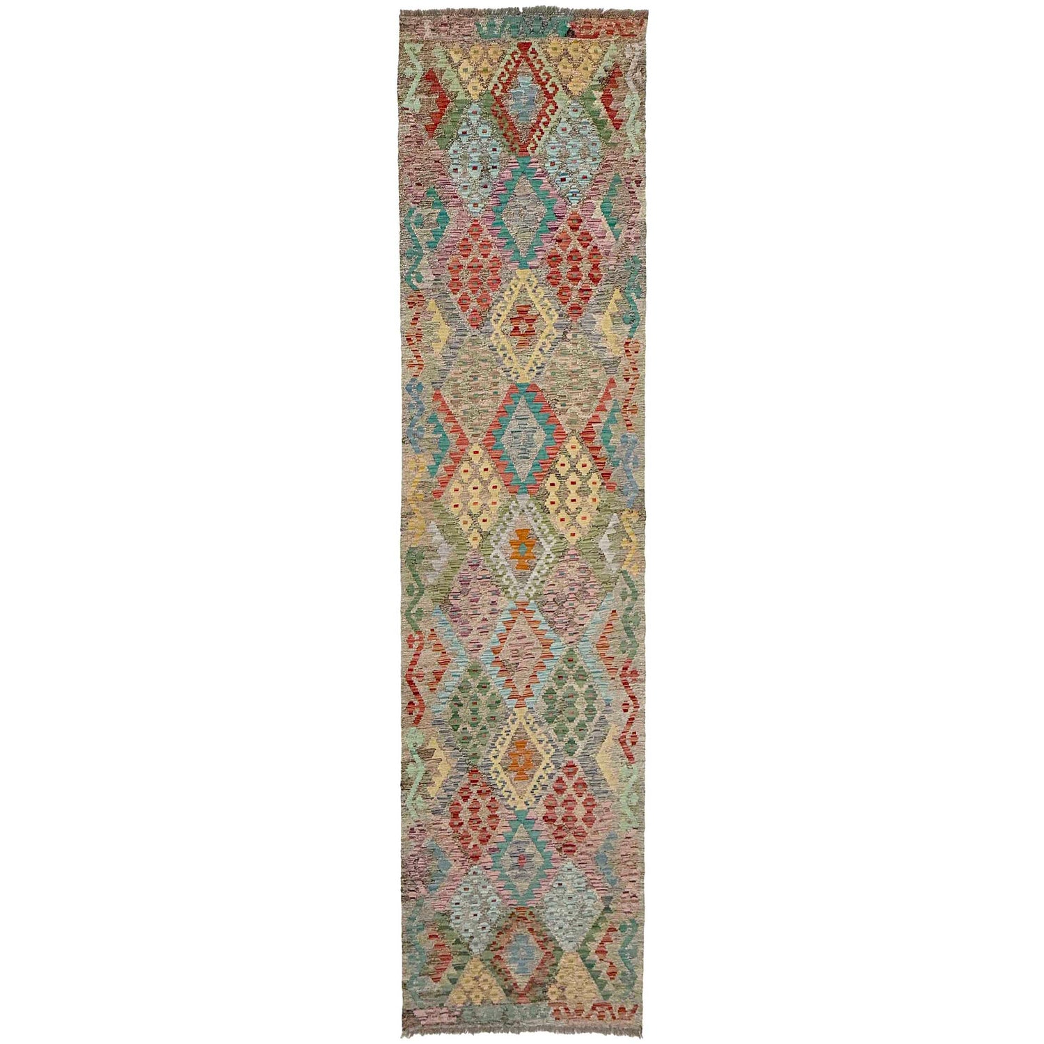 Handmade Vegetable Kelim Runner 3' 0" x 13' 0" ft / 92 x 395 cm - No. R38687