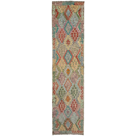 Handmade Vegetable Kelim Runner 3' 0" x 13' 0" ft / 92 x 395 cm - No. R38687