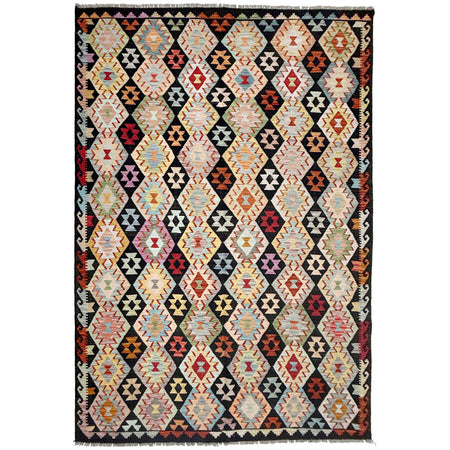 Hand Woven Wool Kelim 6' 8" x 9' 11" ft / 202 x 303 cm - No. R38692