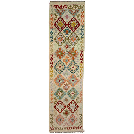 Handmade Afghan Vegetable Kilim Runner 2' 6" x 9' 9" ft / 76 x 298 cm - No. R38694