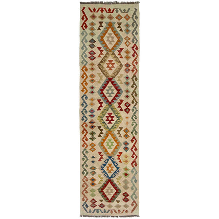 Handmade Turkish Design Wool Kilim Runner 2' 5" x 9' 3" ft / 74 x 282 cm - No. R38698