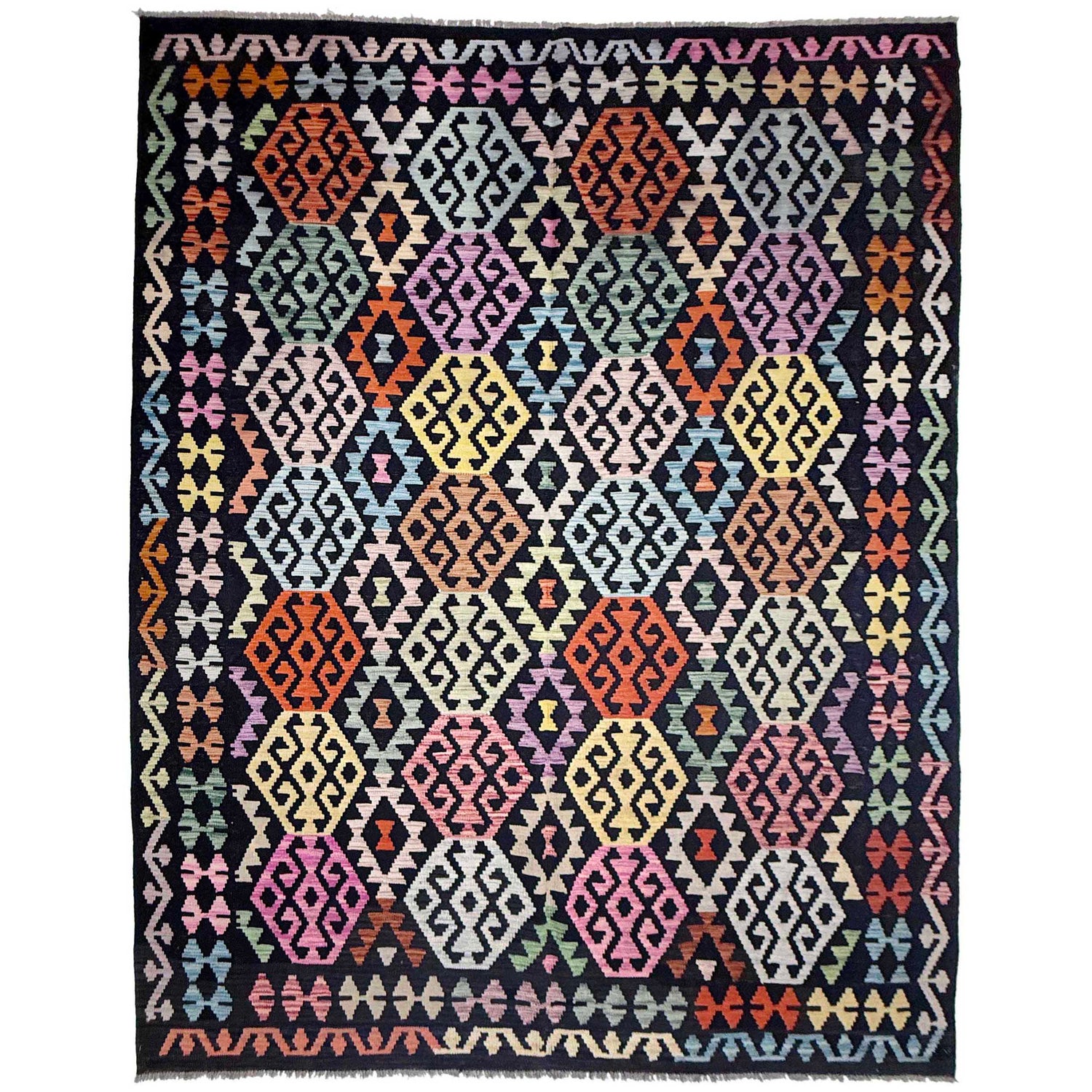 Hand Knotted Flatweave Kilim 6' 9" x 9' 9" ft / 205 x 297 cm - No. R38702