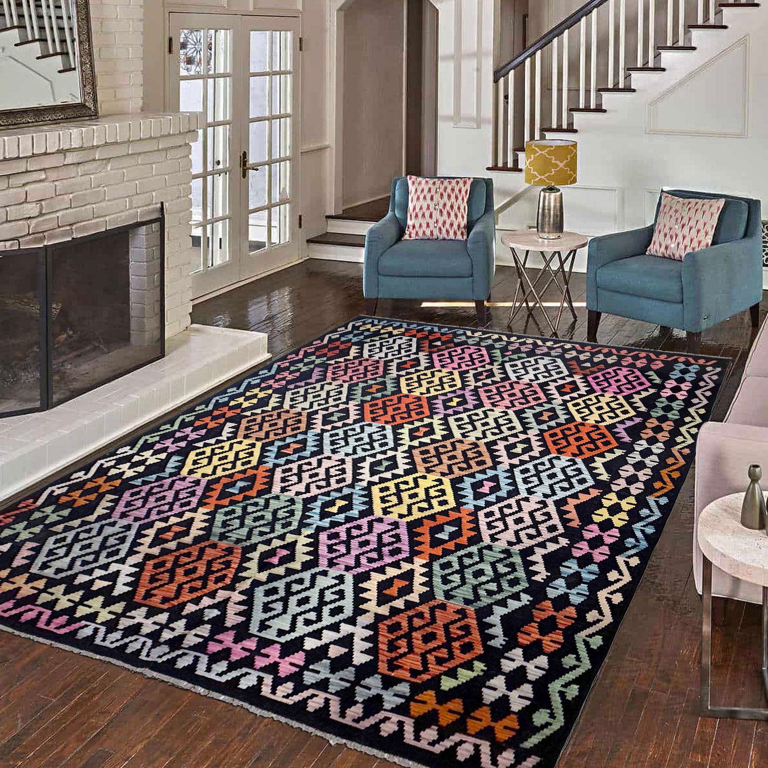 Hand Knotted Flatweave Kilim 6' 9" x 9' 9" ft / 205 x 297 cm - No. R38702