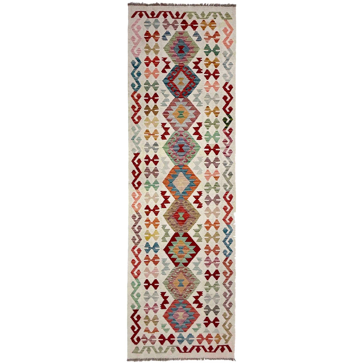 Handmade Turkish Design Wool Kilim Runner 2' 9" x 9' 7" ft / 83 x 293 cm - No. R38706
