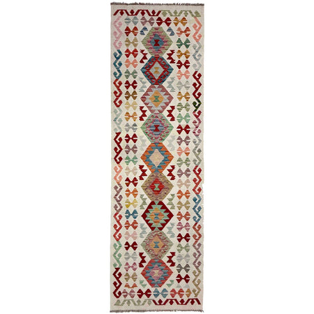 Handmade Turkish Design Wool Kilim Runner 2' 9" x 9' 7" ft / 83 x 293 cm - No. R38706