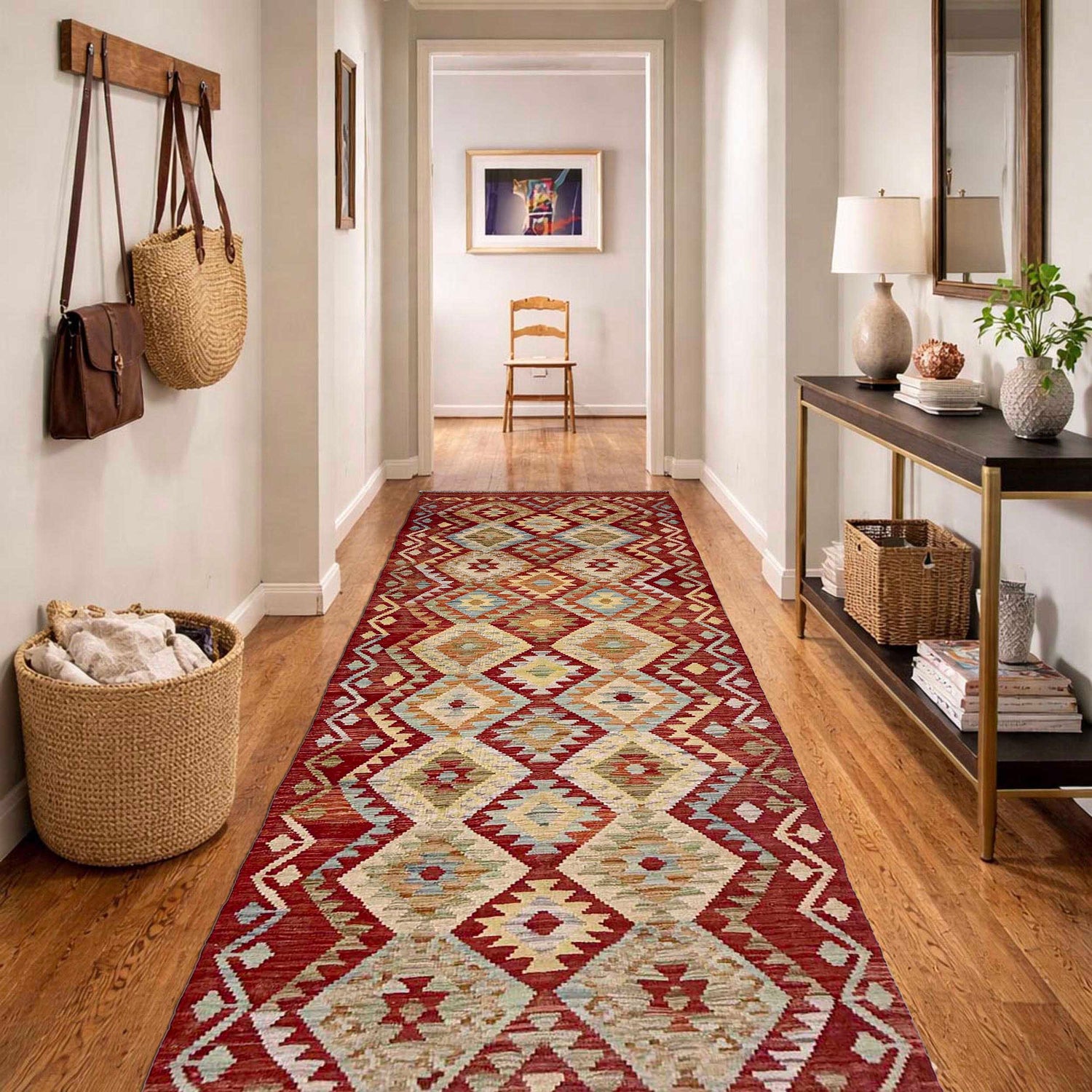Hand Knotted Flatweave Kilim Runner 2' 9" x 9' 1" ft / 85 x 278 cm - No. R38708