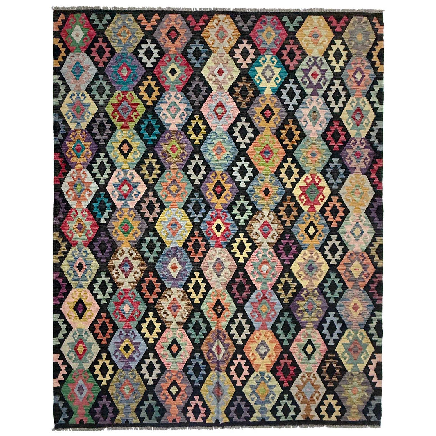 Handmade Afghan Vegetable Kilim 6' 7" x 9' 7" ft / 201 x 292 cm - No. R38710