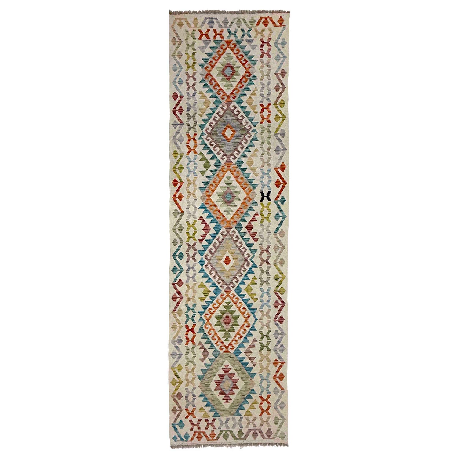 Handmade Afghan Vegetable Kilim Runner 2' 9" x 9' 8" ft / 84 x 295 cm - No. R38712