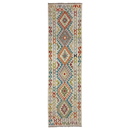 Handmade Afghan Vegetable Kilim Runner 2' 9" x 9' 8" ft / 84 x 295 cm - No. R38712