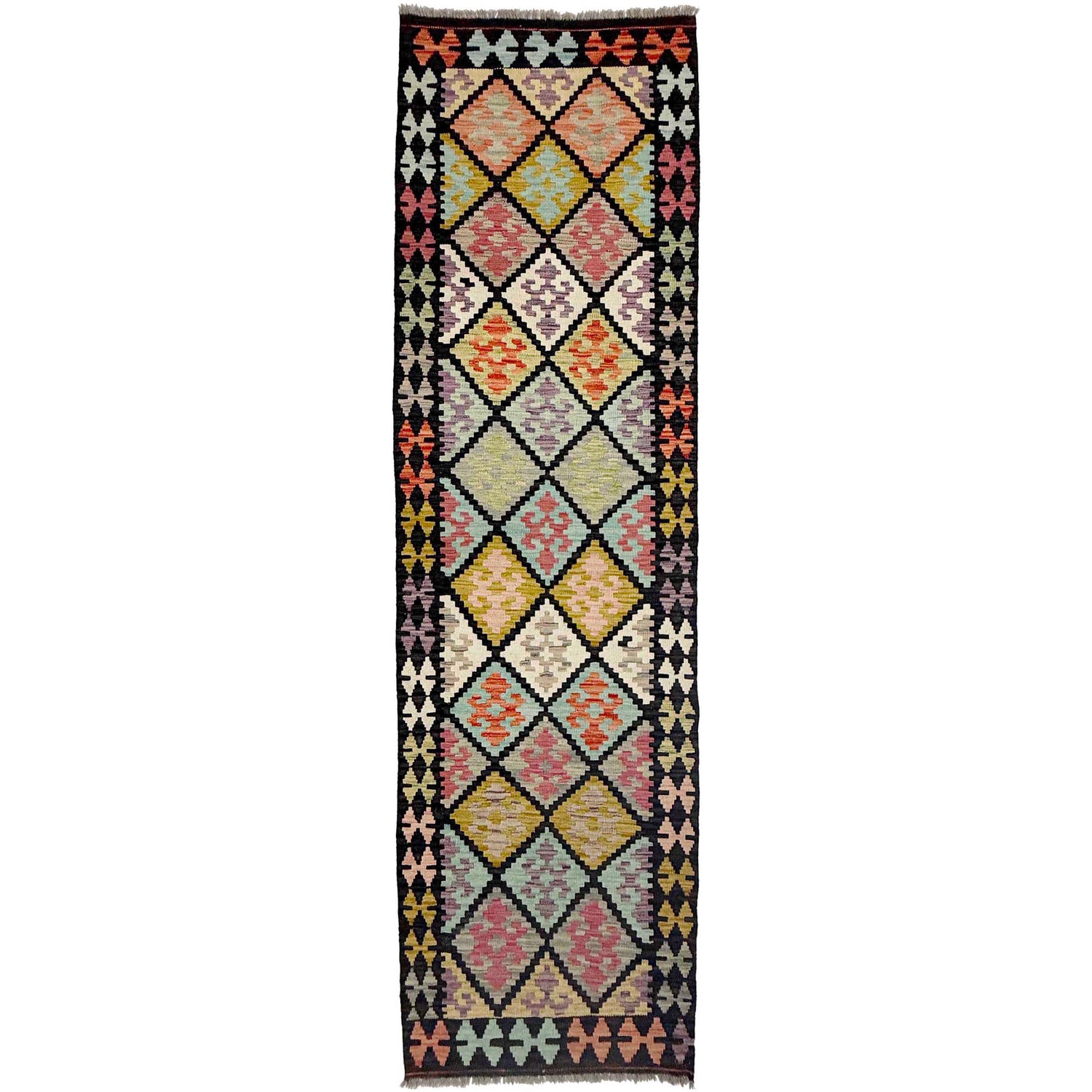 Hand Made Afghan Kilim Runner 2' 8" x 9' 7" ft / 81 x 292 cm - No. R38716