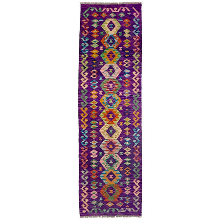 Hand Woven Wool Kelim Runner 2' 5" x 7' 10" ft / 73 x 238 cm - No. R38718