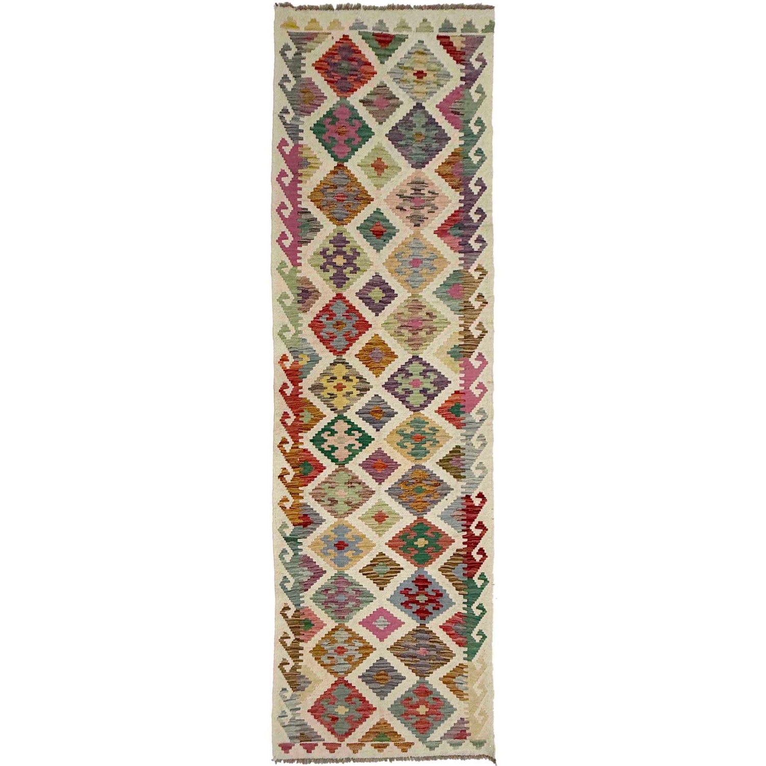 Handmade Afghan Vegetable Kilim Runner 2' 6" x 9' 6" ft / 77 x 290 cm - No. R38720