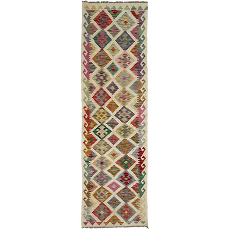 Handmade Afghan Vegetable Kilim Runner 2' 6" x 9' 6" ft / 77 x 290 cm - No. R38720