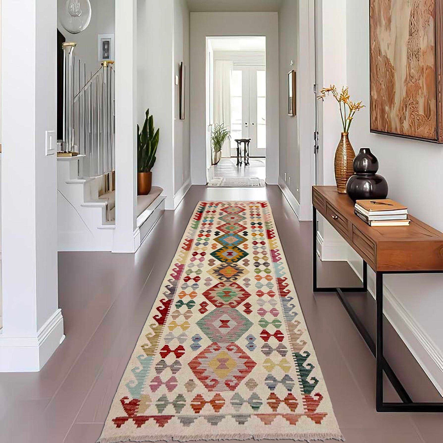 Handmade Vegetable Kelim Runner 2' 7" x 9' 9" ft / 78 x 297 cm - No. R38723