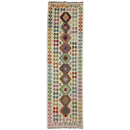 Hand Knotted Afghan Style Kilim Runner 2' 8" x 9' 4" ft / 81 x 285 cm - No. R38724