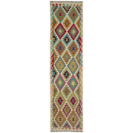 Hand Woven Wool Kelim Runner 2' 6" x 10' 1" ft / 76 x 308 cm - No. R38727